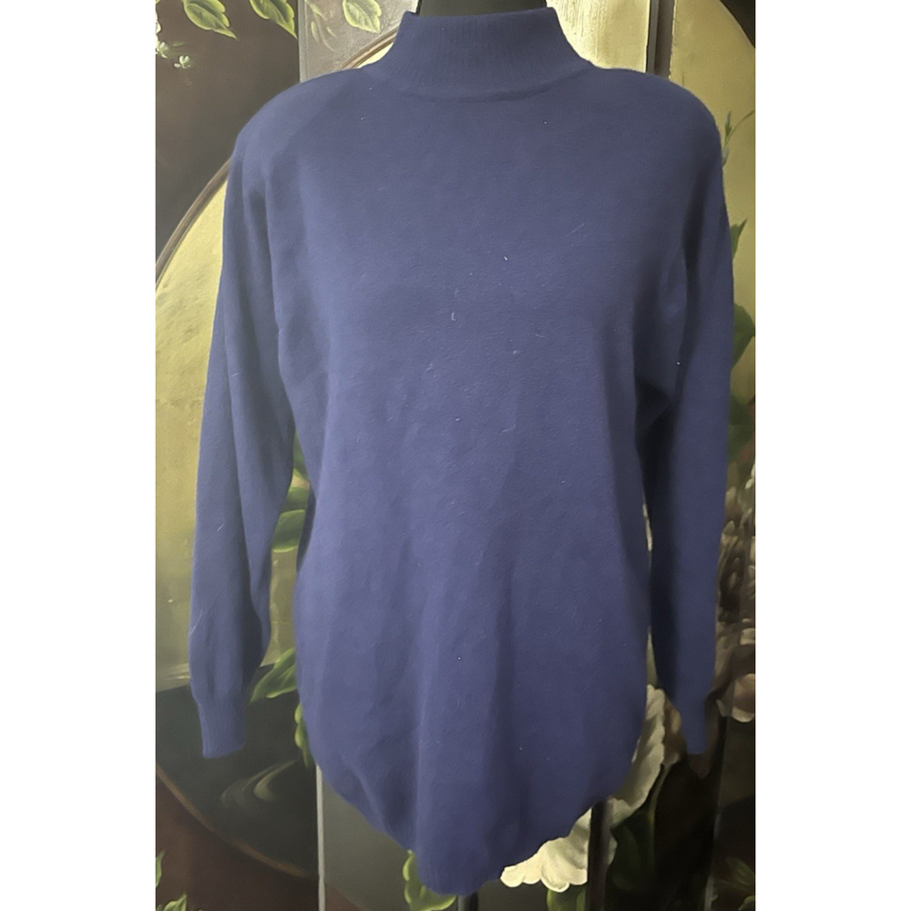 Liz Claiborne Collection Blue Knit Sweater Petite Solid Long Size Petite S